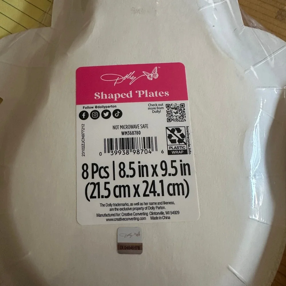 Dolly Parton Disco Ball Cowboy Hat Shaped Paper Plates 8ct Holographic WM368780